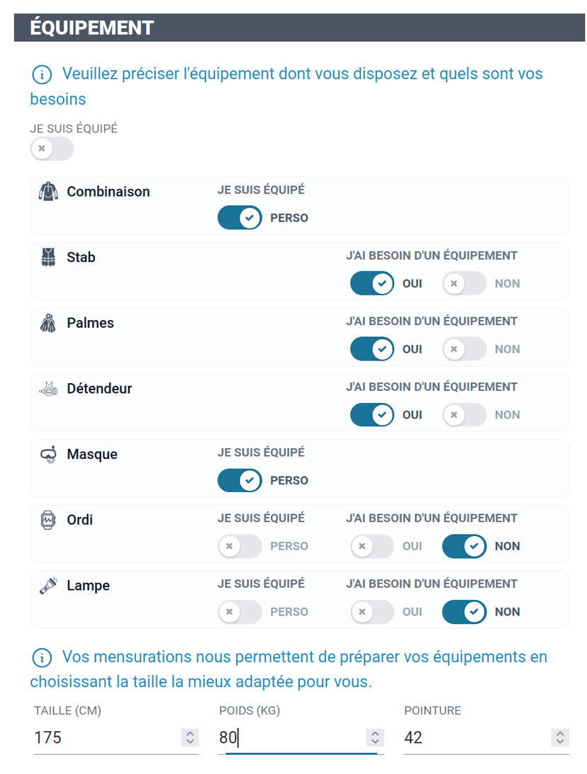 Questionnaire équipement