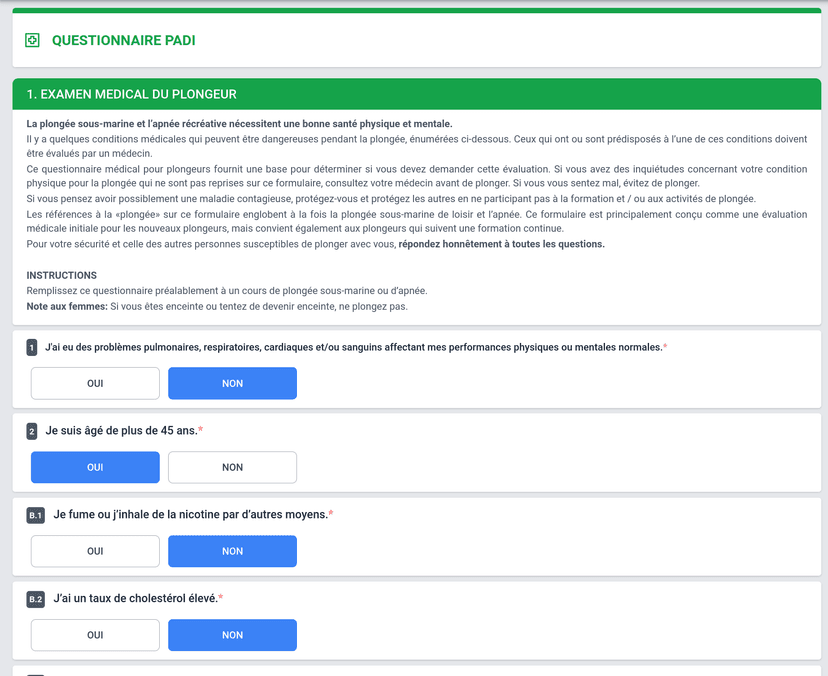 Formulaires de formation